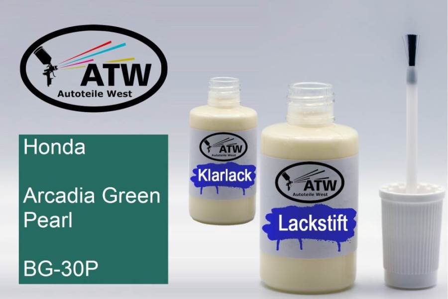 Honda, Arcadia Green Pearl, BG-30P: 20ml Lackstift + 20ml Klarlack - Set, von ATW Autoteile West.